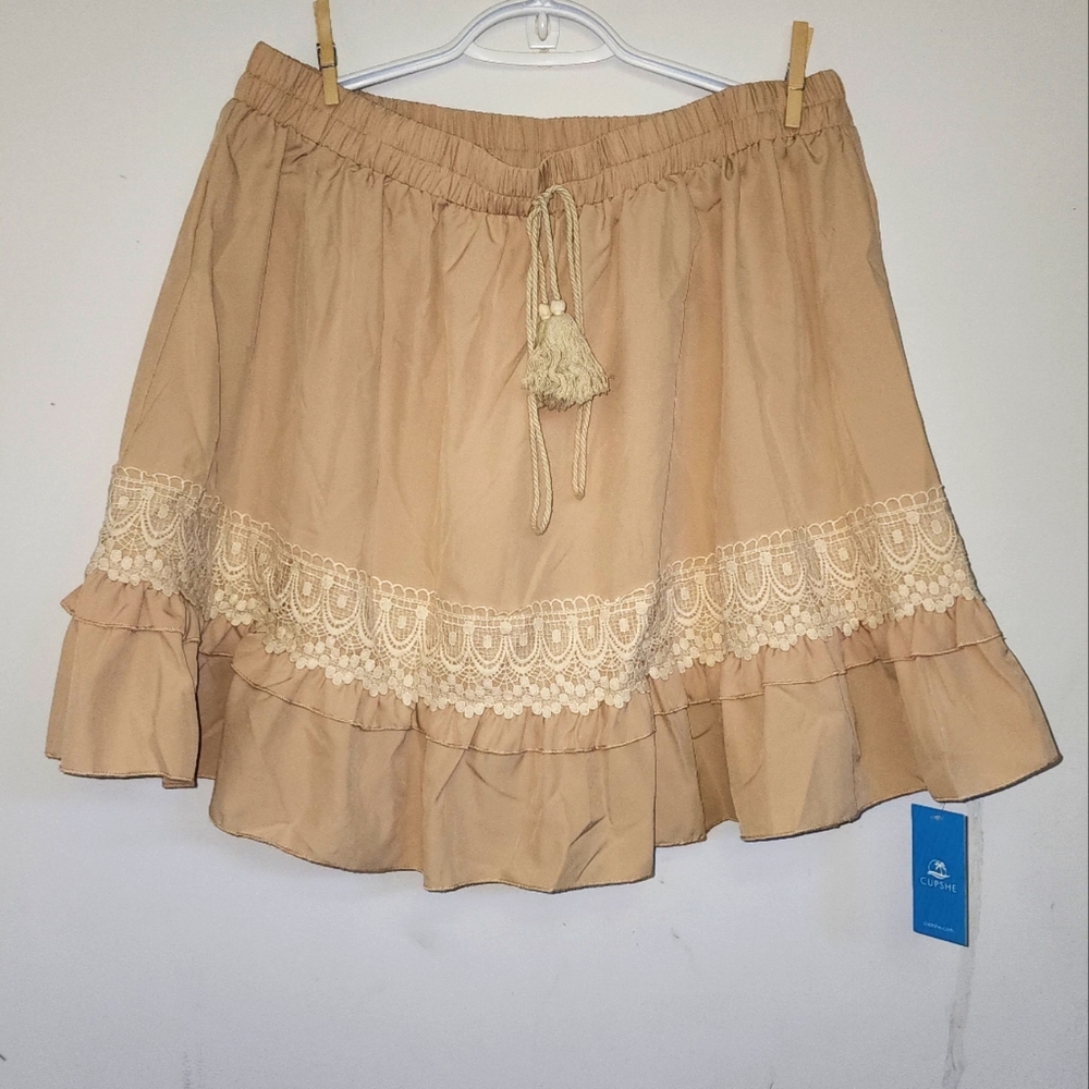 NWT Cupshe Lace Tiered Hem Drawstring Mini Skirt